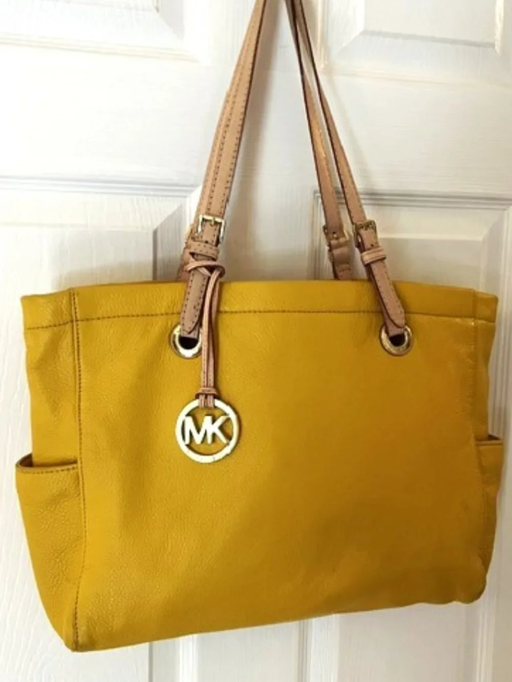 MICHAEL KORS | Jet Set Yellow Pebbled Leather Tote Shoulder Bag